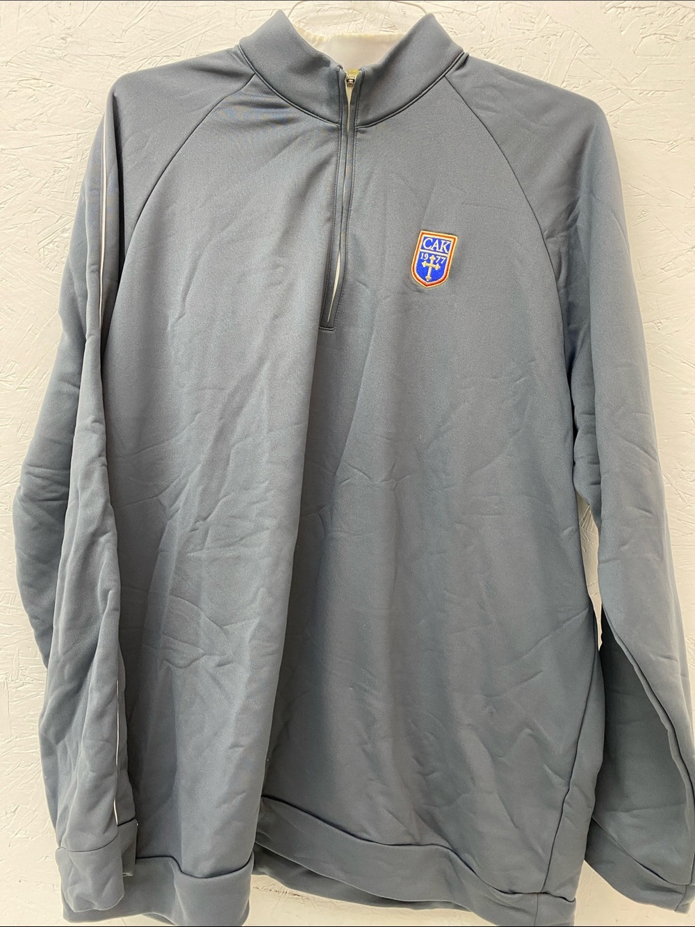 adidas Men's Light Gray Quarter-Zip Pullover with Crest